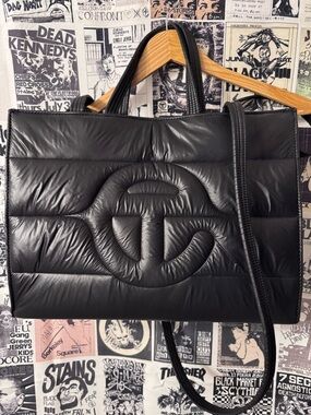 Authentic Telfar x Mooseknuckles Puffer Bag Black Medium Shopper